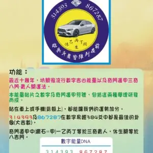 奇門遁甲數字能量貼片