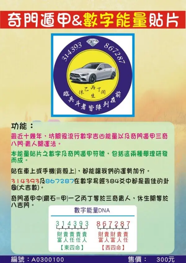 奇門遁甲數字能量貼片